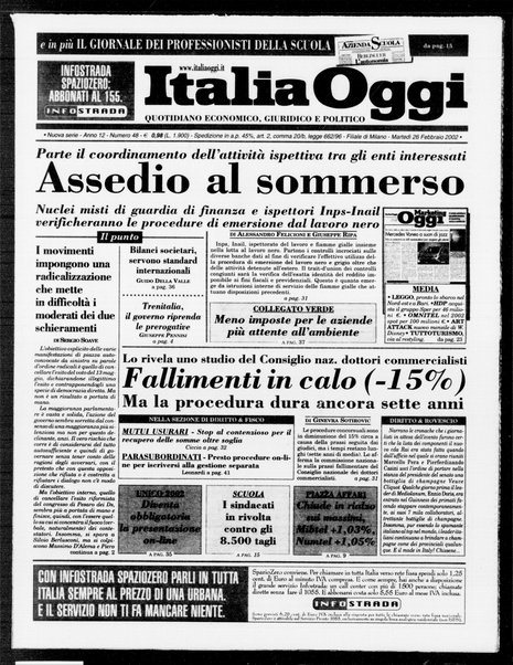 Italia oggi : quotidiano di economia finanza e politica